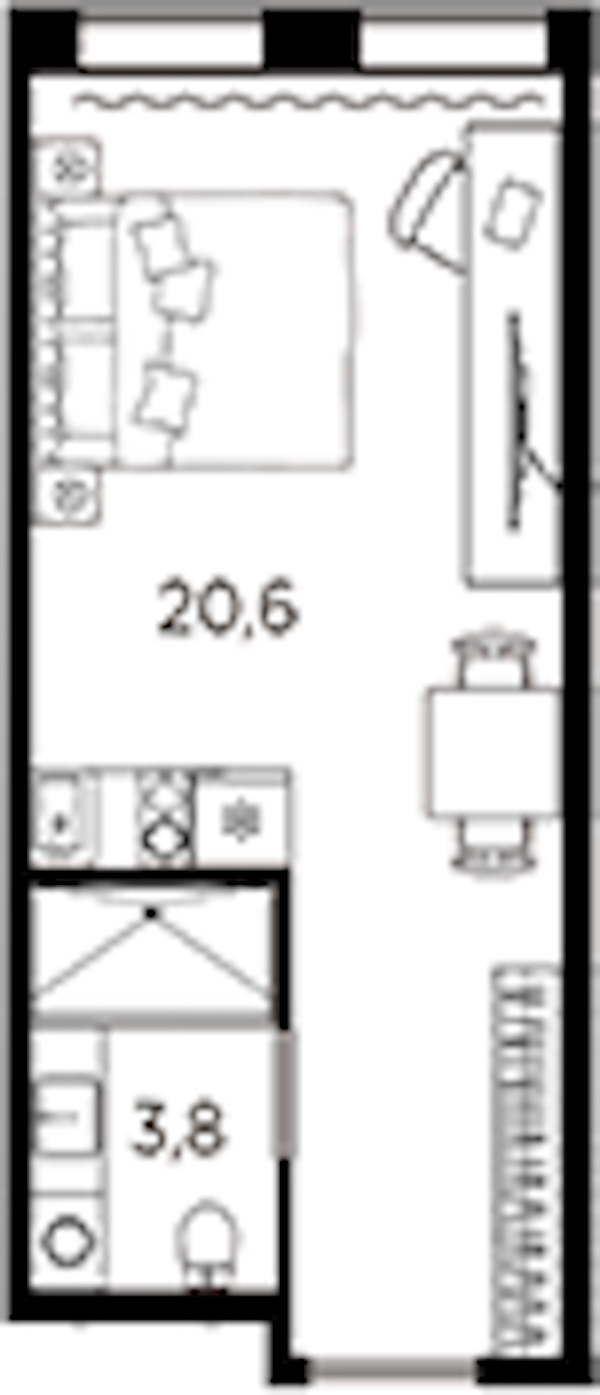 Квартира студия 24.4 м², 12/13 эт., ЖК «AVENIR Industrial»